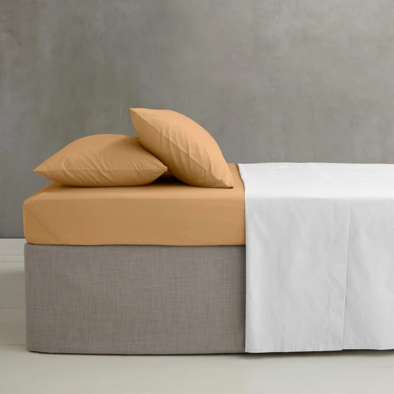 Image of Catherine Lansfield 'Easy Iron Percale' Combed Polycotton 35cm Depth Sheet Camel