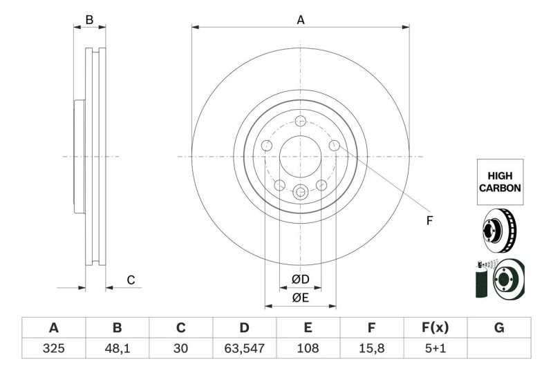 Image of Brake disc Bosch 0 986 479 G32