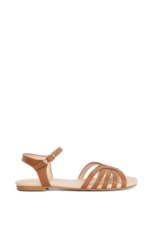 Image of Dune London Womens 'Lilou' Leather Sandals in Tan Size: 4 Tan Female 4