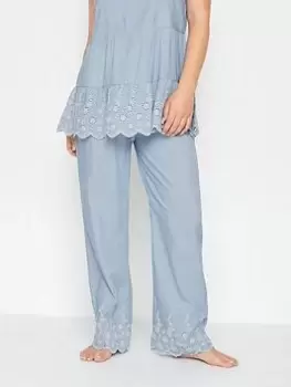 Image of PixieGirl Petite Broderie Hem Pj Pant - Blue Size 10-12, Women