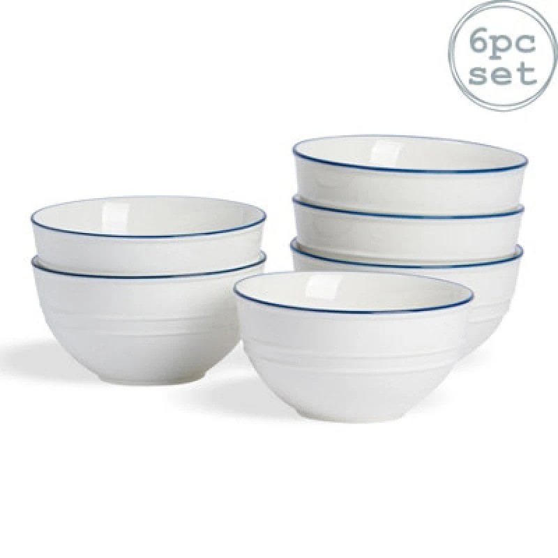 Image of Nicola Spring White Farmhouse Serving Bowls - 18cm - Pack of 6 White