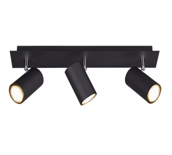 image of Marley Modern 3 Light Ceiling Spotlight Bar Black Matt