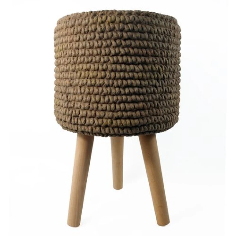 Image of Leaf 53cm x 32cm Seagrass Style Composite Large Planter Dark Brown