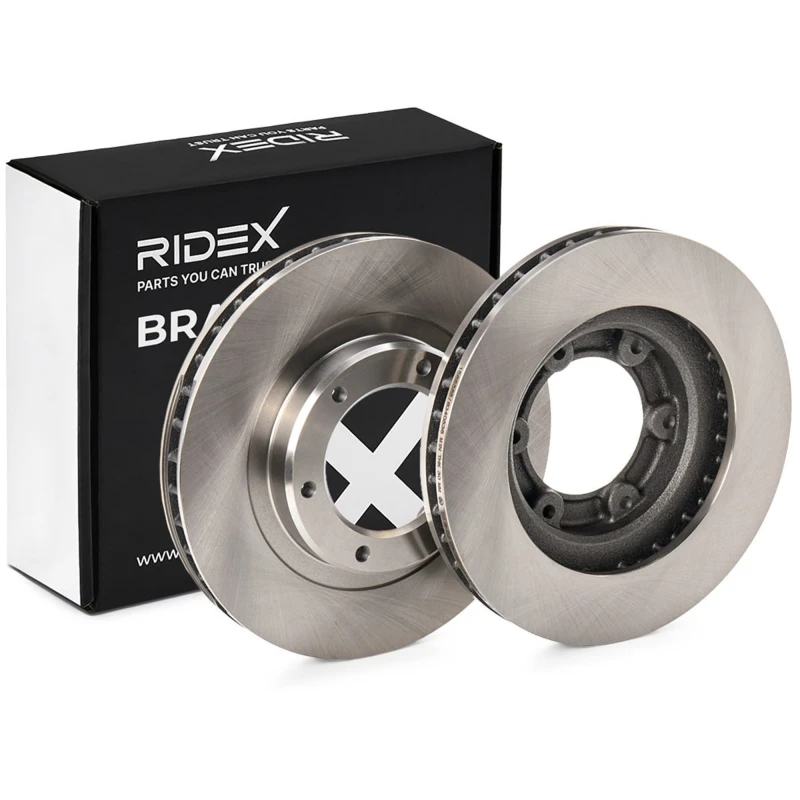 Image of RIDEX 82B1279 Brake disc Front Axle, Vented, Cast Iron, Uncoated, Untreated, without bolts/screws Cast Iron Brake Disc (82)