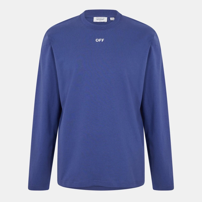 Image of Off White Mens Skate Long Sleeve T-Shirt Dark Blue-White male XS