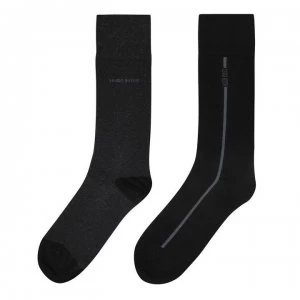 image of Hugo Boss 2 Pack Heel Toe Socks Black Size 39-42