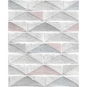 image of Superfresco Easy Geo Brick White Decorative Wallpaper - 10m