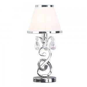 Image of 1 Light Small Table Lamp Polished Nickel with White Shade, E14