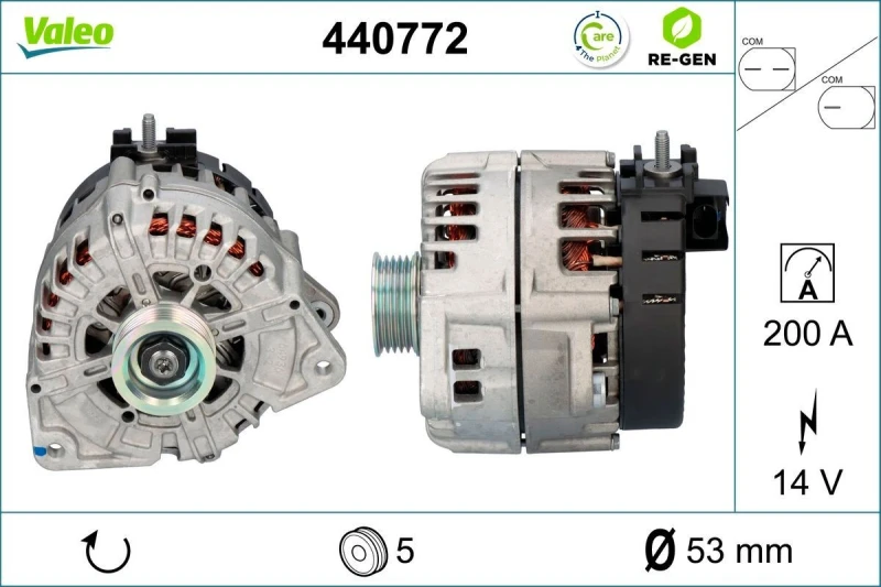 Image of VALEO 440772 Generator Alternator Charging Current: 200A, Voltage: 14V Alternator (4)