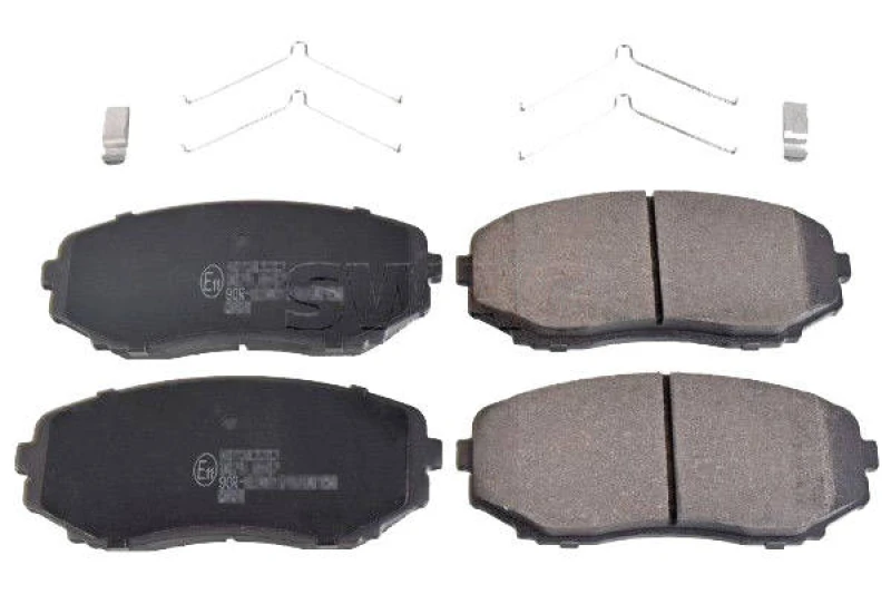 Image of SWAG 33 10 7546 Brake pad set Front Axle, with acoustic wear warning, with spring, with fastening material Brake Pad Set,disc brake (402)