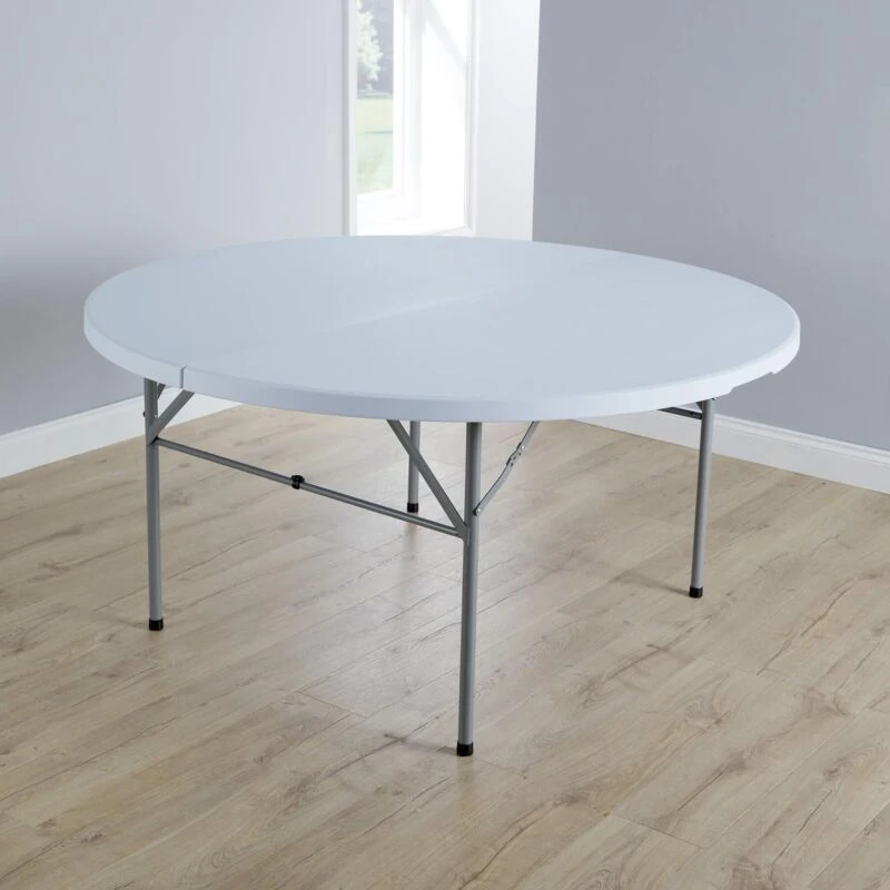 Image of Home Source Folding 5ft Round Trestle Table White