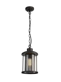 image of Ceiling Pendant, 1 x E27, Antique Bronze, Clear Glass, IP54