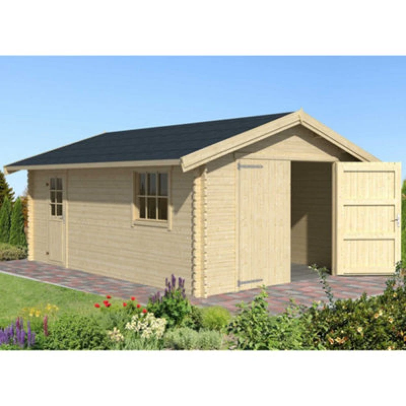 Image of Lasita Maja Lasita Osland Yarik 540 Wooden Garage - 5.4M X 3.8M - Single Garage Log Cabin