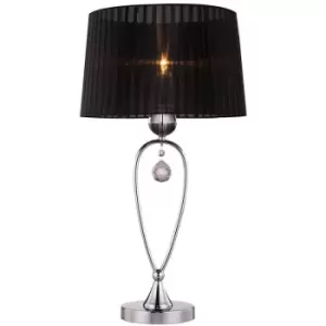 Zumaline Lighting - Zumaline Bello Crystal Table Lamp with Round Tapered Shade, Black, 1x E27