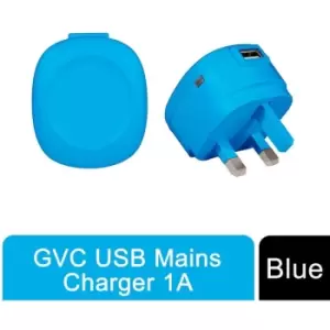 image of 1A usb 3Pin Mains Eco-friendly Charger - Blue - GVC