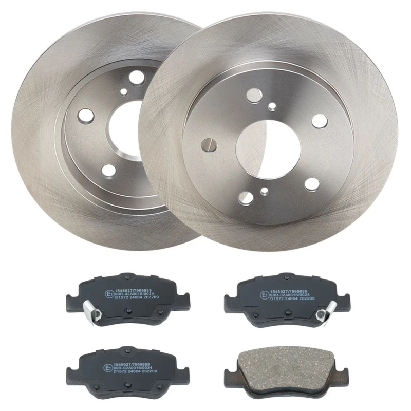 Image of RIDEX 3405B3318 Brake disc and pads set Rear Axle, Brake Disc Type: Solid, with acoustic wear warning Brake Set,disc brakes (3405)