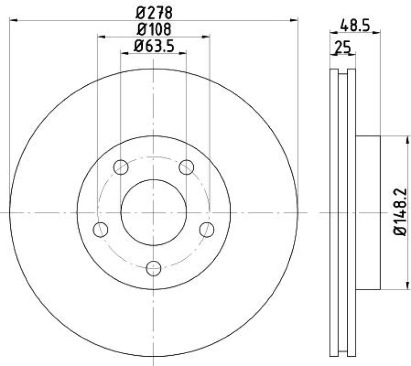Image of HELLA Brake disc HELLA 8DD 355 128-461