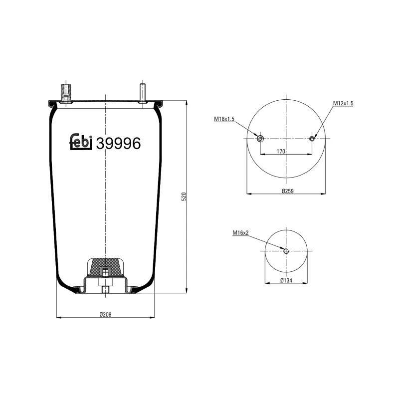 Image of FEBI BILSTEIN 39996 Boot, air suspension Boot,air suspension (324)