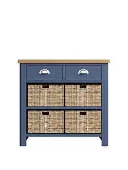 Image of K-Interiors Fontana Ready Assembled Solid Wood 2 Drawer, 4 Basket Sideboard - Blue