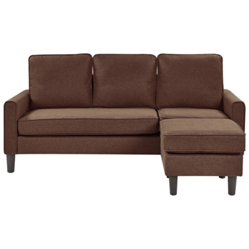 Image of Beliani Sofa 3 Seater Avesta Fabric Brown With Ottoman