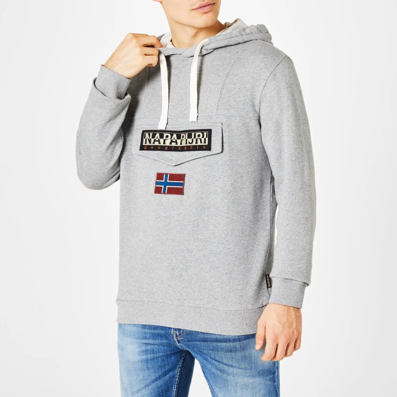 Image of Napapijri Logo Hoodie - Grey Grey S