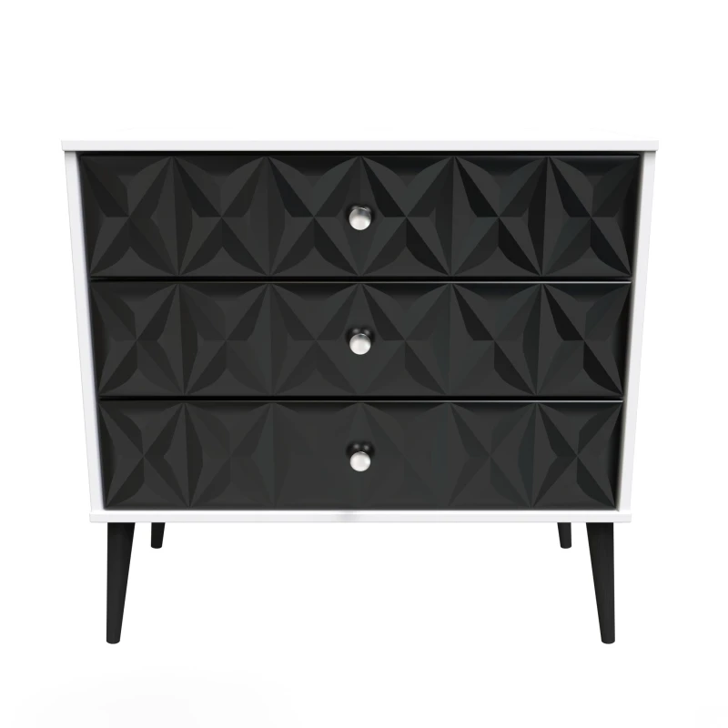 Image of Toledo 3 Drawer Chest In Deep Black & White (Ready Assembled)