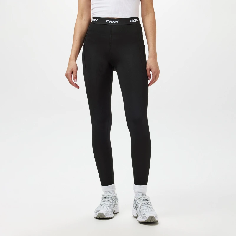 Image of DKNY Womens Logo Leggings Black female 8 (XS)