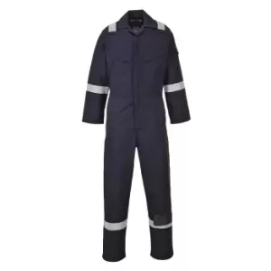 image of Biz Flame Mens Aberdeen Flame Resistant Antistatic Coverall Navy Blue 2XL 34"