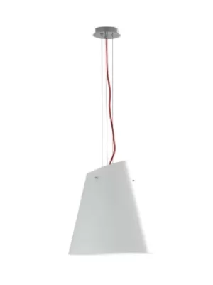 image of Ermes Glass Ceiling Pendant, Chrome, Opal, Red, E27