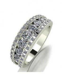 Image of Moissanite 9ct White Gold Band Ring, White Gold, Size I, Women