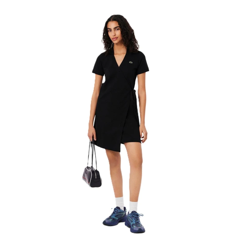 Image of Lacoste Womens Wrap Dress Black female 8 (36)