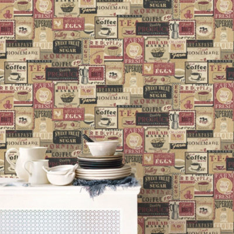 Image of Galerie Nostalgie Red Enamel Signs Smooth Wallpaper