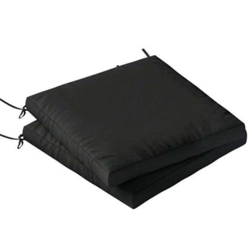 Image of Outsunny 2Pcs Garden Chair Cushions, Waterproof Seat Pads, Black