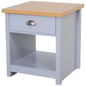 image of HOMCOM MDF Rustic Single Draw Bedside Table Grey