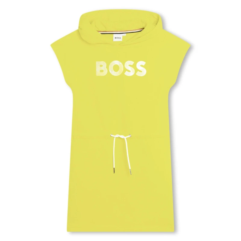 Image of Boss Kids Over the Head Relaxed Fit Hoodie Dress Lime 609 female 10Y