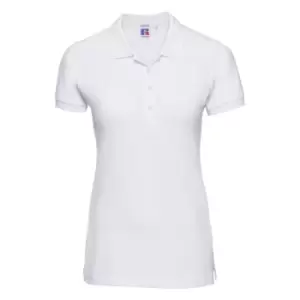 image of Russell Womens/Ladies Stretch Short Sleeve Polo Shirt (2XL) (White)