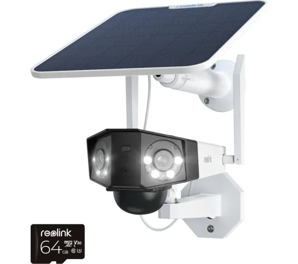 Image of REOLINK Duo 2 2-lens 4K 1296p 4G Security Camera with Solar Panel - White
