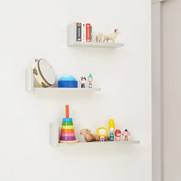 Tutti Bambini Rio Set of Three LShaped Wall Shelves Dove (Grey)