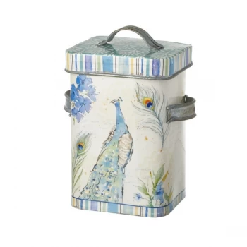 Image of Peacock Metal Canister By Heaven Sends