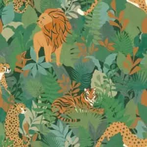 Image of Holden Decor Animal Kingdom Green Wallpaper