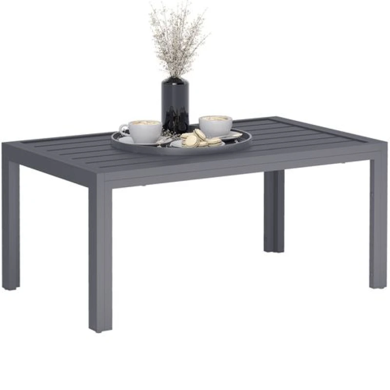 Image of Outsunny Outdoor Side Table Garden Table with Steel Frame and Slat Top Grey Grey