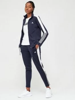 image of Adidas 3 Stripe Full Zip Tracksuit - Navy/White, Size 2XL, Women