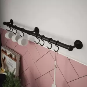 Image of Rothley Utensil Rail Kit 19mm x 600mm Matt in Black Steel/Zinc