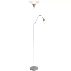 Image of HOMCOM Modern Floor Reading Lamp 2 Adjustable Heads Light Steel Base Living Room Bedroom Office Furnishing
