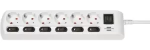 Image of Brennenstuhl 1153110126 power extension 2m 6 AC outlet(s) Indoor...