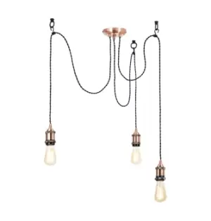 Image of Inlight Padua 3-Light E27 Pendant Cord Set Copper & Black