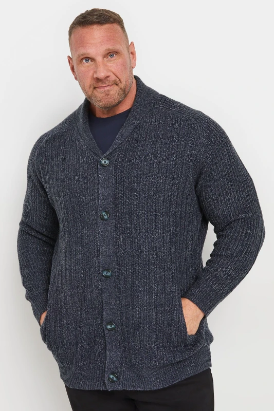 Image of BadRhino BadRhino Men Knitted Shawl Cardigan in Blue Size: 4X-Large Blue 4XL Male 5063111714353