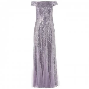 image of Adrianna Papell Adrianna Bardot Sequin Dress - LILAC GREY