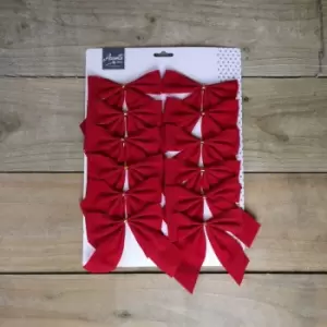 Image of 12 x 12cm Red Velvet Christmas Bows Festive Luxury