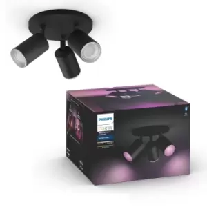 Image of Philips HUE Fugato 3 Light Smart LED Ceiling Spotlight Plate Black